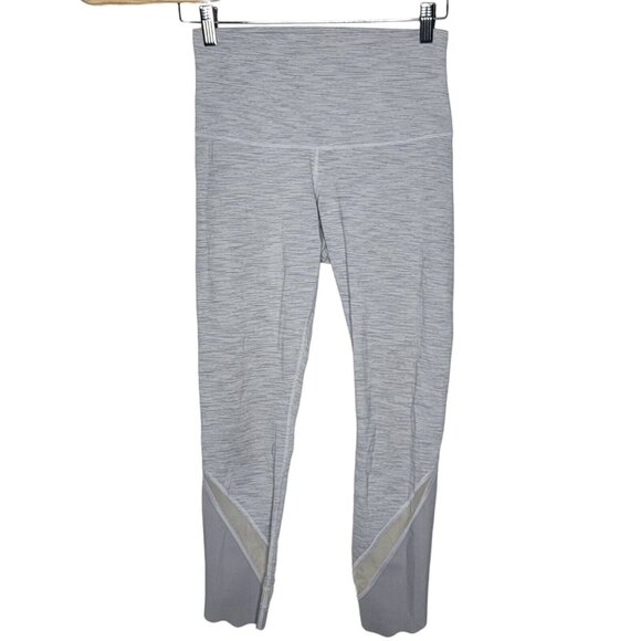 Lululemon Wunder Under Crop High Rise Roll Down Scalloped Leggings Gray Size 4 - Picture 1 of 4